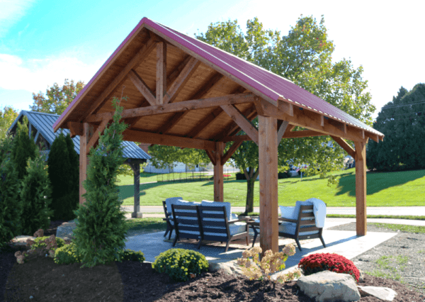 Mesa Cedar Timber Pavilion with a red metal roof