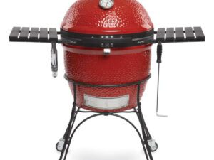 Kamado Joe Grills Classic Joe® II grill,Classic Joe® II grill Without Cart,Inside view of a Classic Joe® II grill,Slo Roller cooking grate,covered girl beside a lounge chair,Ceramic Soapstone