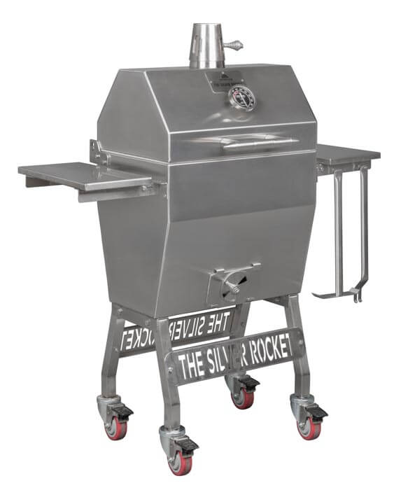 The Silver Rocket Grills Small Silver Rocket Grill,Small Silver Rocket Grill on a stone patio