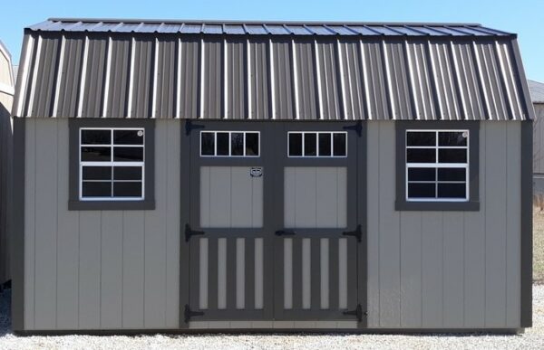Model 10101 10x16 Clay with Burnished Slate Trim & Burnished Slate Metal Roof Lofted Garden Shed