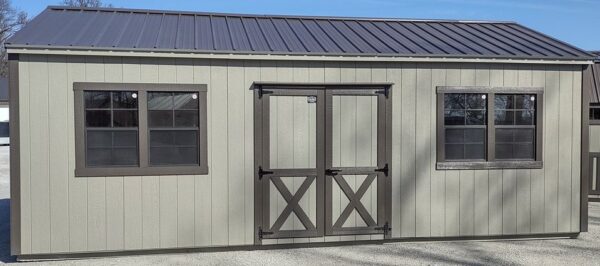 Model 10113 12 x 24 Clay with Burnished Slate Trim & Burnished Slate Metal Roof A-Cottage