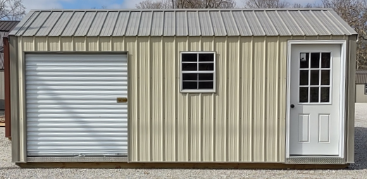 Metal 12 x 20 H & H Style Ivory with Clay Trim & Clay Metal Roof