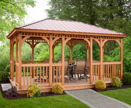 The brown Madison Wood poly outdoor Gazebo by Miller's Mini Barns,The Madison Wood outdoor Gazebo by Miller's Mini Barns,12x12 Madison Wood outdoor Gazebo,12x12 Madison Wood outdoor Gazebo