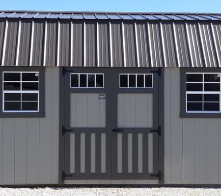 Model 10103 10x16 Clay with Burnished Slate Trim & Burnished Slate Metal Roof Lofted Garden Shed