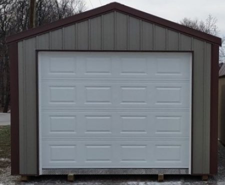 RMB0030 12 x 24 Standard Clay Metal Garage with Brown Trim & Roof