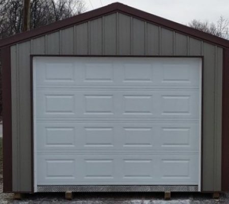 RMB0030 12 x 24 Standard Clay Metal Garage with Brown Trim & Roof