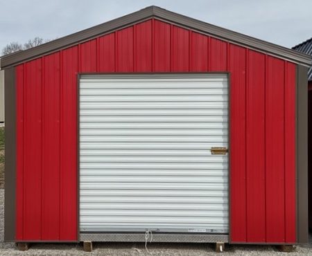 RMB0032 12 x 16 Dark Red Standard Metal Garage with Burnished Slate Trim & Roof
