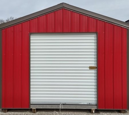 RMB0032 12 x 16 Dark Red Standard Metal Garage with Burnished Slate Trim & Roof