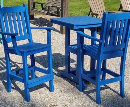 Blue poly Square bar table with 2 chairs